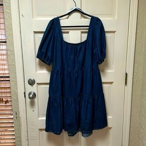 Dark denim tiered dress by City Chic